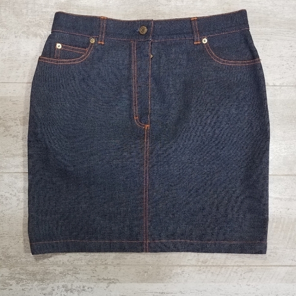 Michael Kors Orange Stitched Demin Jean Skirt 6 - Picture 2 of 6